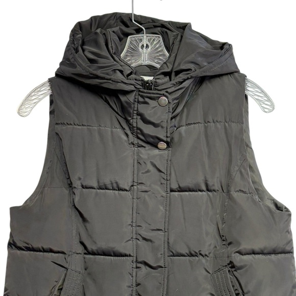 Kafuna Women's Longline Black Puffer Gilet Vest Hooded Quilted Sleeveless Medium - Picture 4 of 10